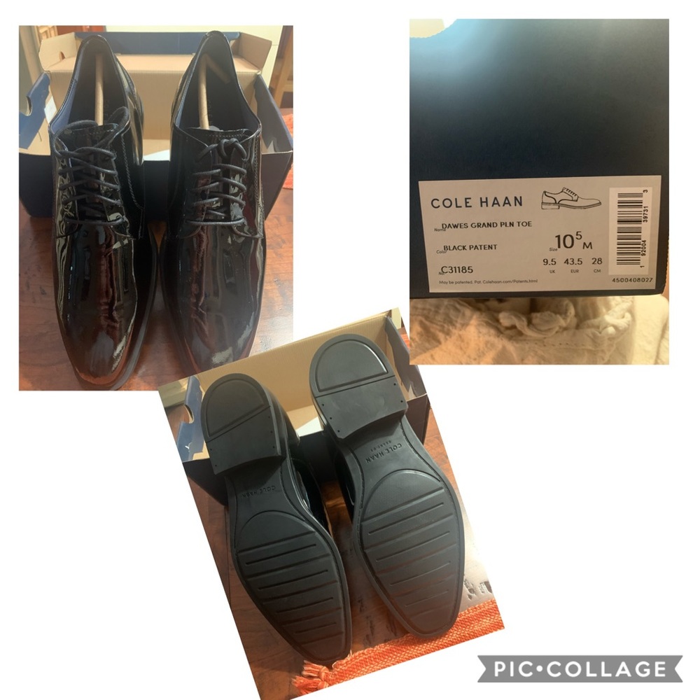 NIB Cole Haan Black Patent Dawes Grand Tuxedo Shoe